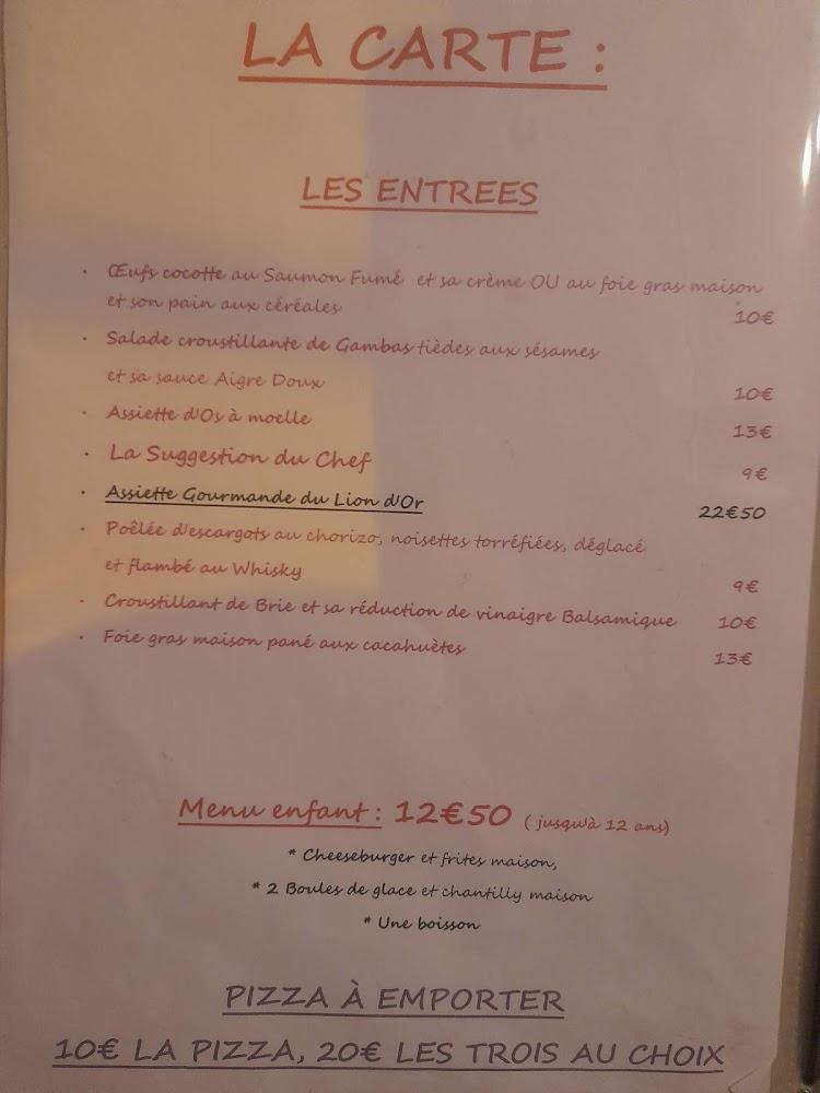 L'Auberge du Lion d'Or Nanteuil - Menu Image 1