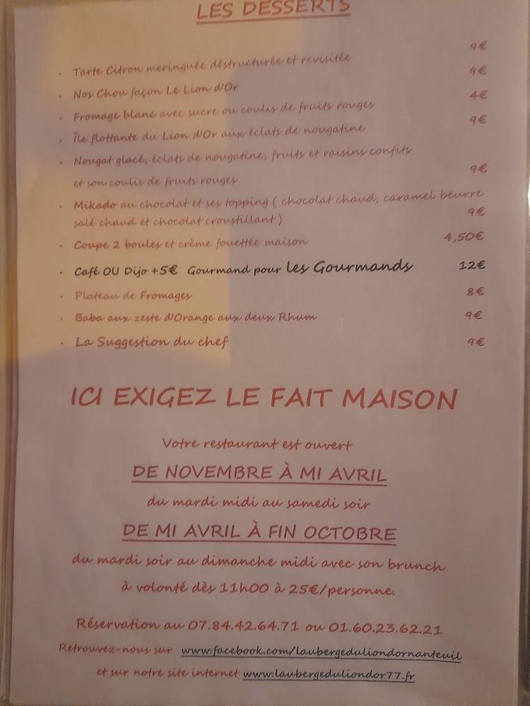 L'Auberge du Lion d'Or Nanteuil - Menu Image 2